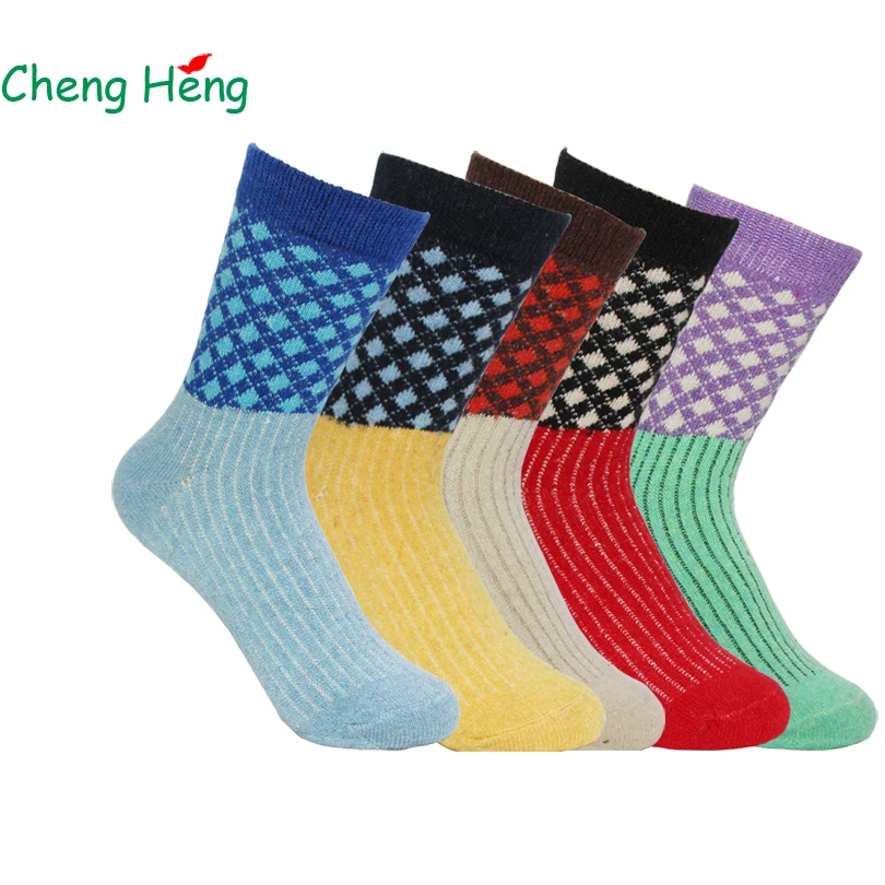 Новые женские теплые носки Cheng Heng 5 пар/упак. из кроличьей шерсти на весну и зиму