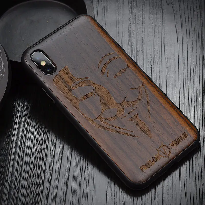 2020 Новый чехол для iPhone XS Max черное дерево X резной ТПУ бампер деревянный XR|Бамперы|