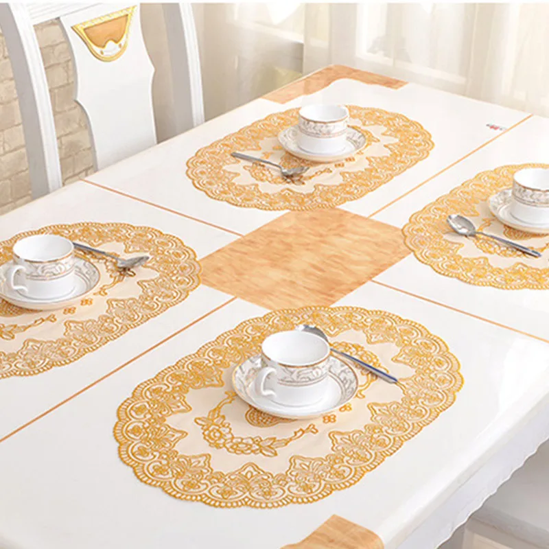 Роскошный в европейском стиле золото-бронзированный полый узор Коврик для стола