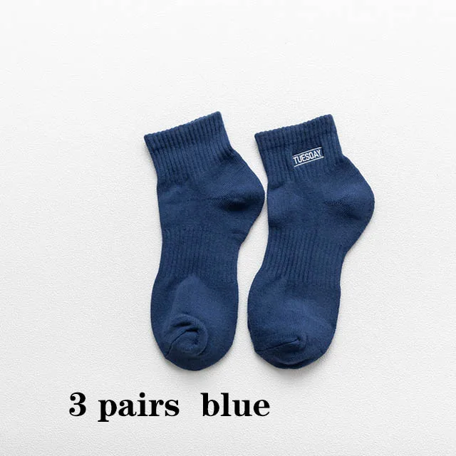 3 pairs blue Стиль, мужские спортивные носки, чёсаный хлопок, сплошной цвет, махровые носки, Повседневная Уличная одежда, крутая неделя, носки для мужчин, размер: EU39-44 - Цвет: 3 pairs blue