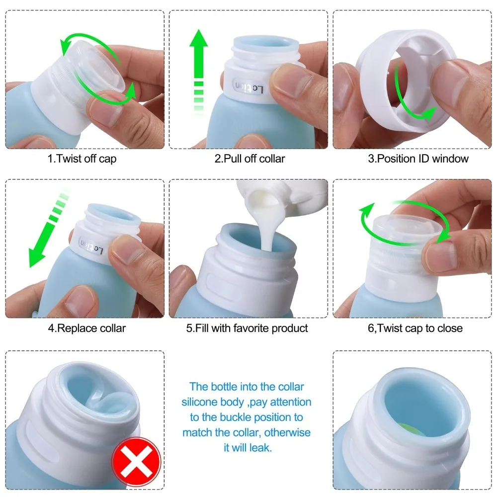 Penguin Silicone Travel Bottles Set LeakProof Tubes Refillable Cosmetic Toiletry Containers with Protable Clear 90ml | Багаж и сумки