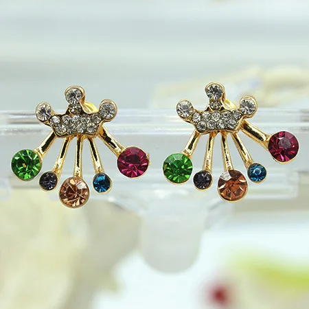 

3 Types Crystal Crown and Bow Fancy Branches piercing Stud Earrings Women Fashion Jewelry
