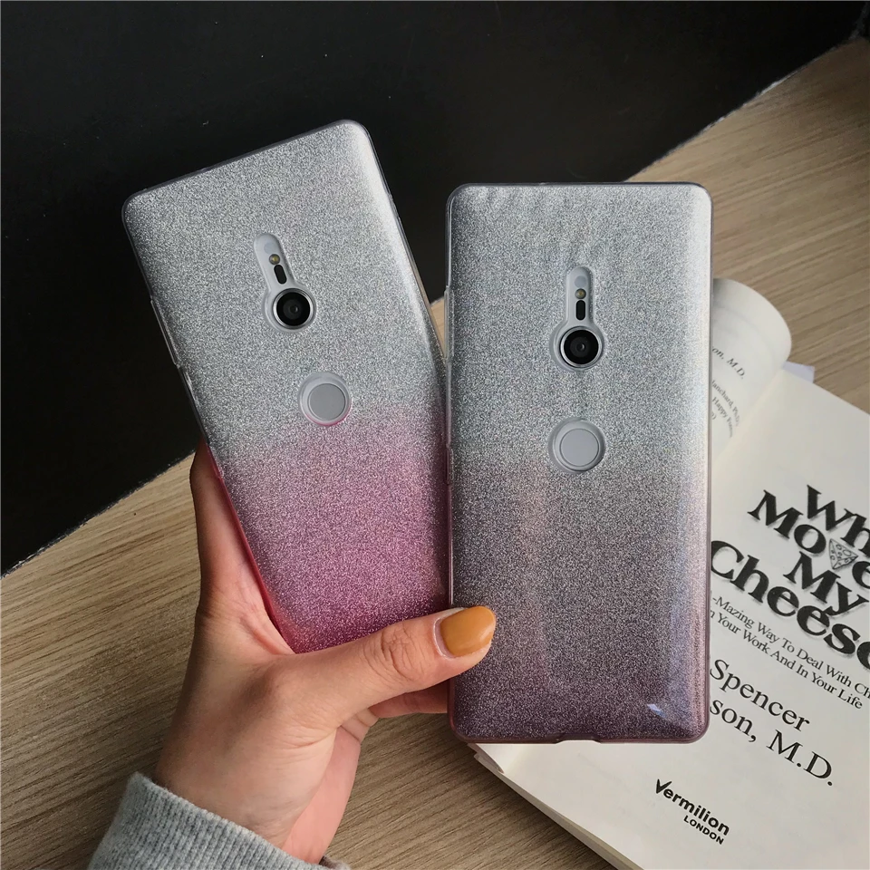 Glitter Gradient Silicone Case For Sony XZ3 XZ XZ1 XZ2 XZ4 Compact Z5 Cover Soft Xperia X XA XA1 XA2 XA3 Ultra |