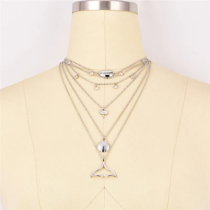Женское винтажное ожерелье с подвеской в виде хвоста русалки|layered choker necklace|choker