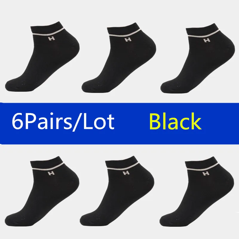 WZ003-Black-6pairs 6 пар, Новое поступление, мужские носки, повседневные, летние, стильные, дышащие, брендовые носки, мужские носки, Прямая поставка - Цвет: WZ003-Black-6pairs