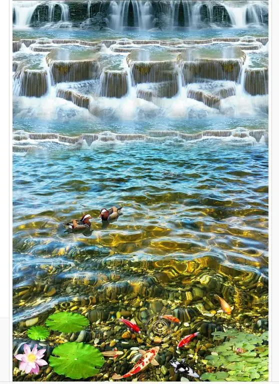 Пользовательские фото пол 3D обои современное искусство водопад утка мандарин