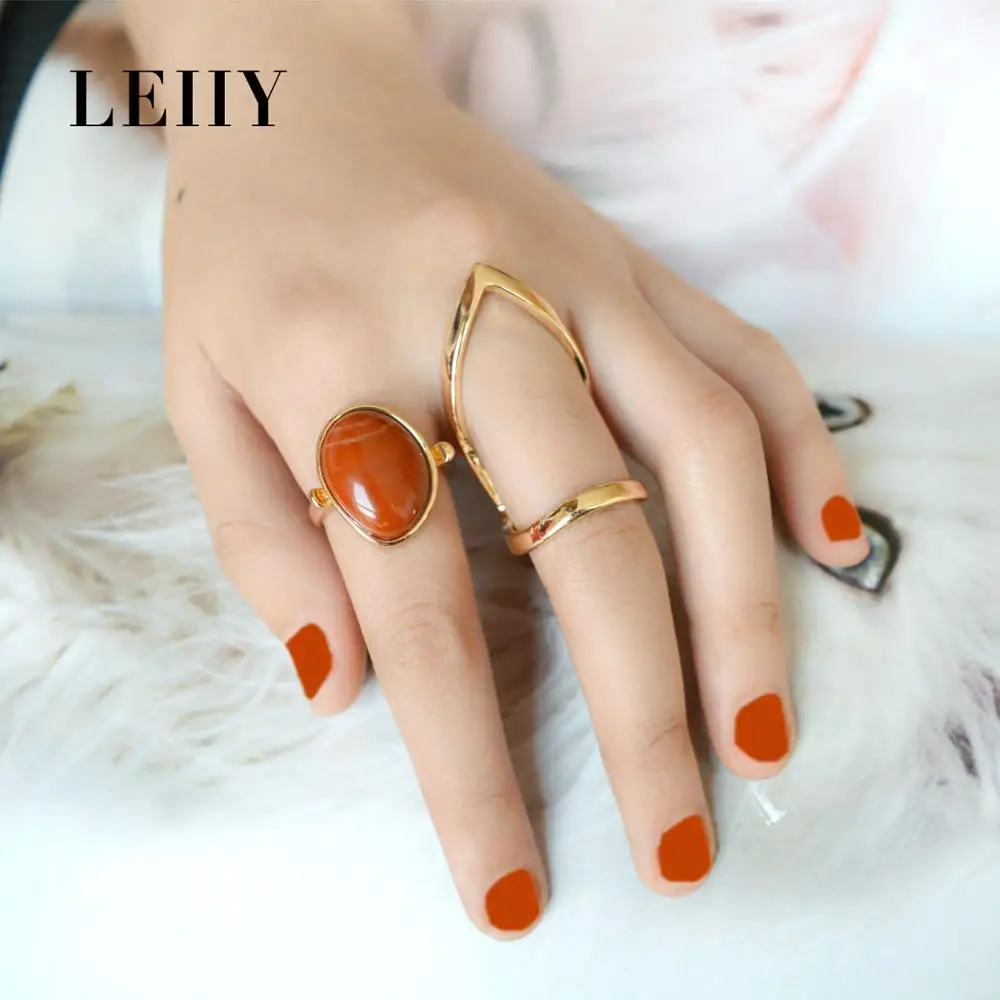 Горячие Мода в стиле панк золото-цвет большой полый Геометрическая себе Кольца