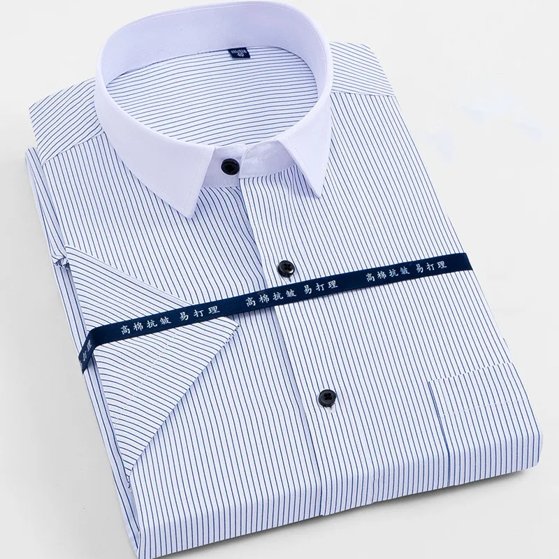 Shirts Men Large Size 5XL 6XL 7XL 8XL Men's Short Sleeve Shirts Casual Work Men Shirts Solid Color & Striped / Twill Shirt Men