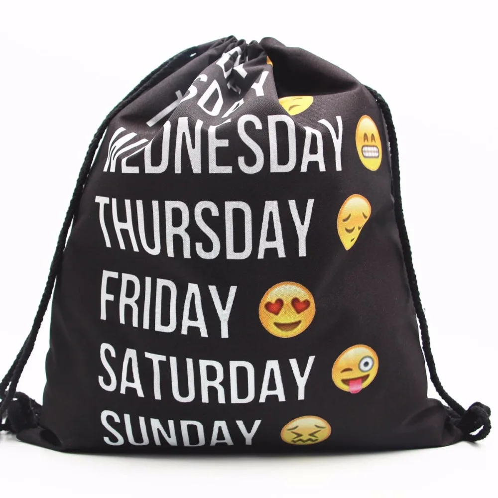2019 модный шнурок сумка 3D печать единорог Mochila Feminina Drawstring Рюкзак Женский