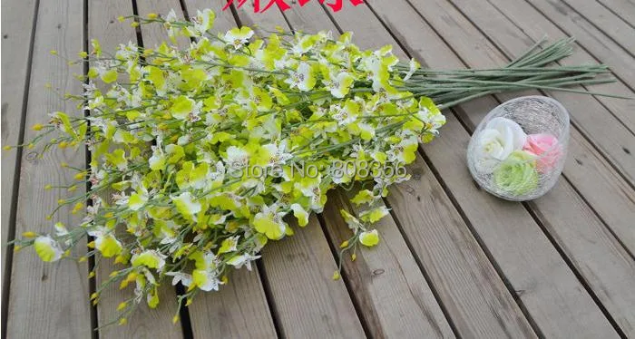 Цветы Oncidium 94 см/3" длина 10 шт./лот искусственные орхидеи белый/желтый/розовый/фиолетовый/зеленый/оранжевый для свадьбы цветок