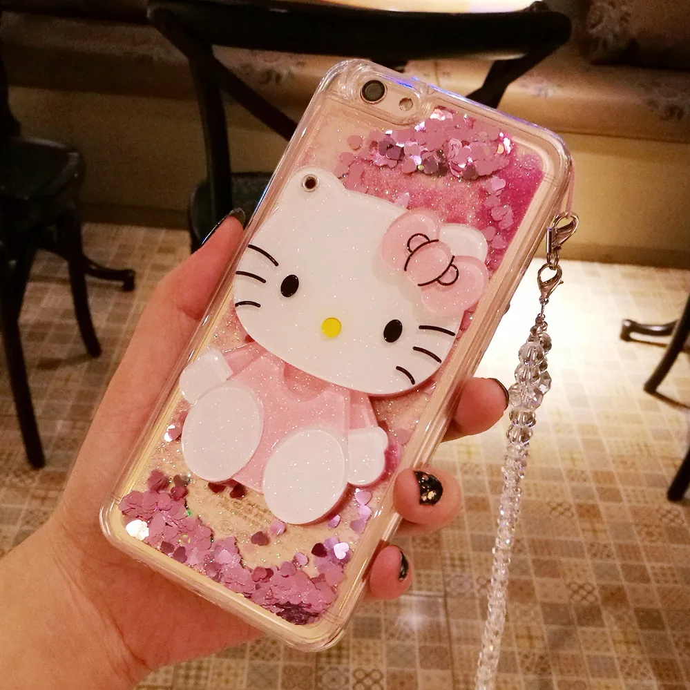 3D move для iphone Xs/xsmax чехол милый bling love liquid 8 7 6 6s plus розовый корпус/висячий шейный