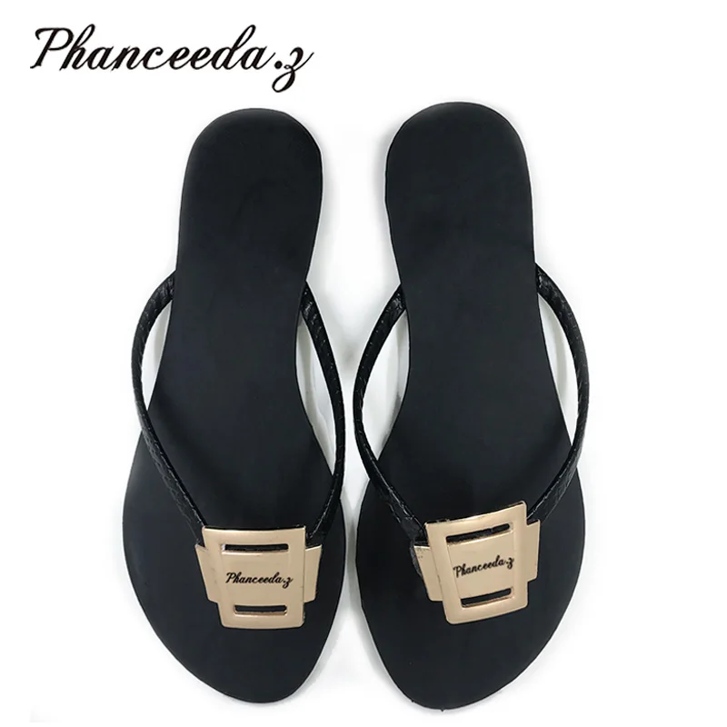 Женские сандалии на плоской подошве однотонные шлепанцы большие размеры 6 11 лето