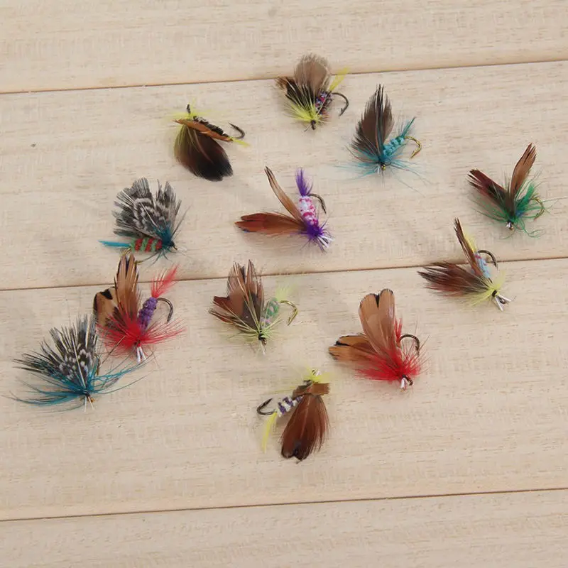 12 Pcs/Lot 2cm Wet Dry Trout Flies Fly Fishing Bass Lure Hook Stream Tackle Float | Спорт и развлечения