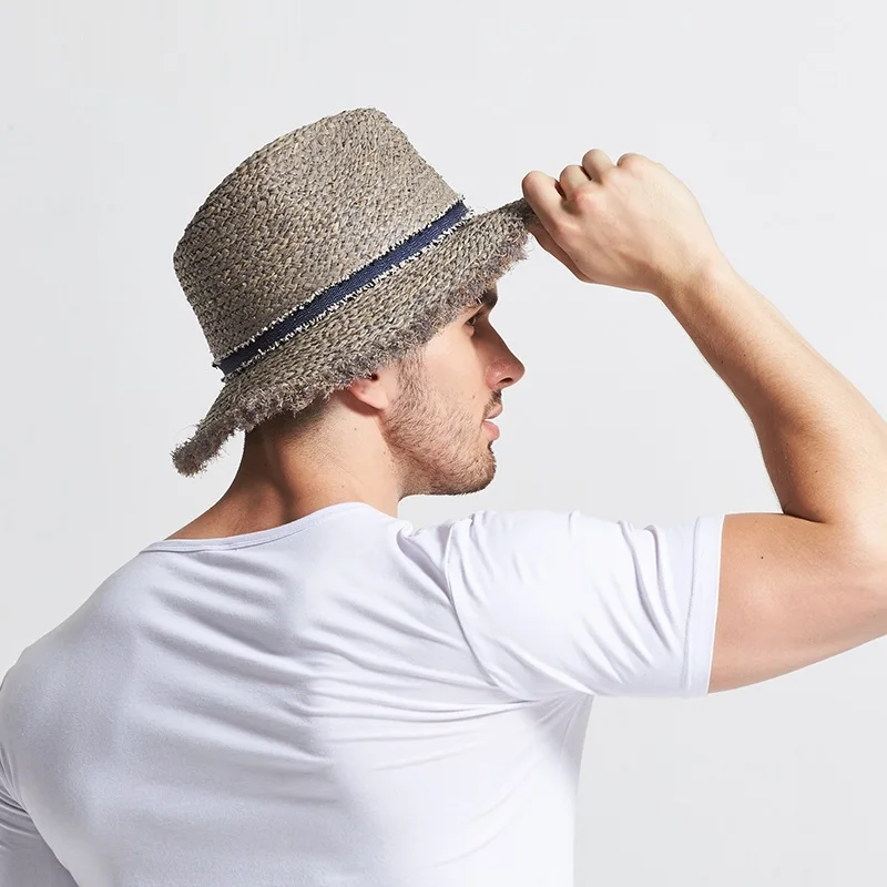 Мужская соломенная шляпа с широкими полями Весенняя от солнца из рафии в