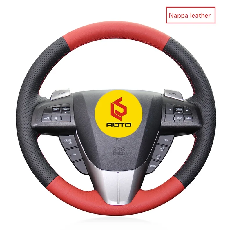 Red and black Оплетка на руль для Mazda 3 Axela 2008-2013 Mazda CX-7 CX7 2010- Mazda 5 2011-2013 для Mazda 6 GH - Название цвета: Red and black