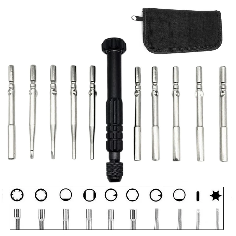11Pcs/Set Tune Up Carburetor Adjusting Screwdriver Tool Kit Pac Man Double D Spline Type Tool Kit