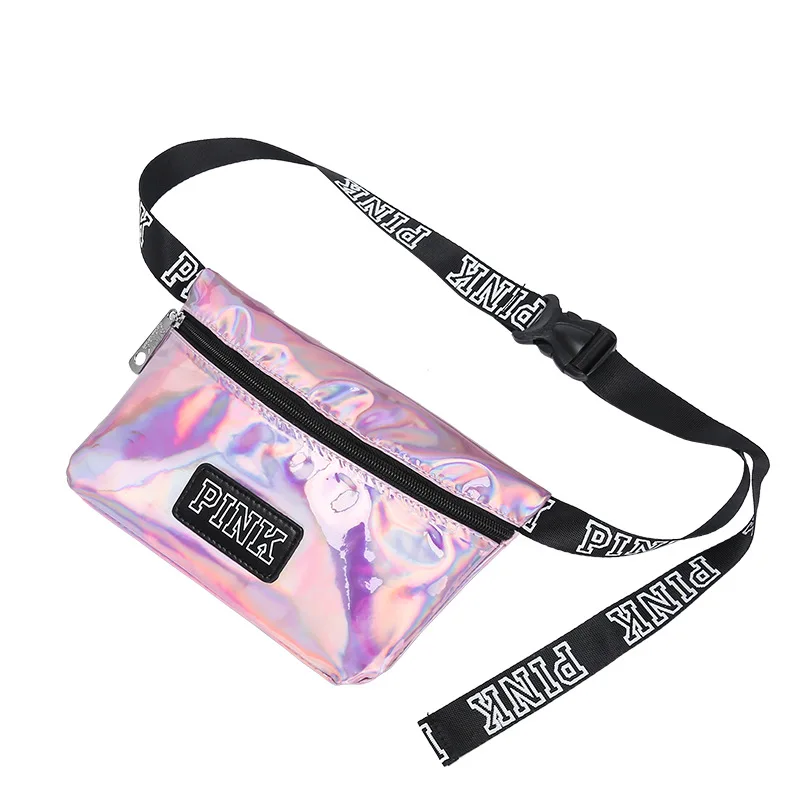 Розовый лазерной голографической Водонепроницаемый Радуга Фанни пакет талии