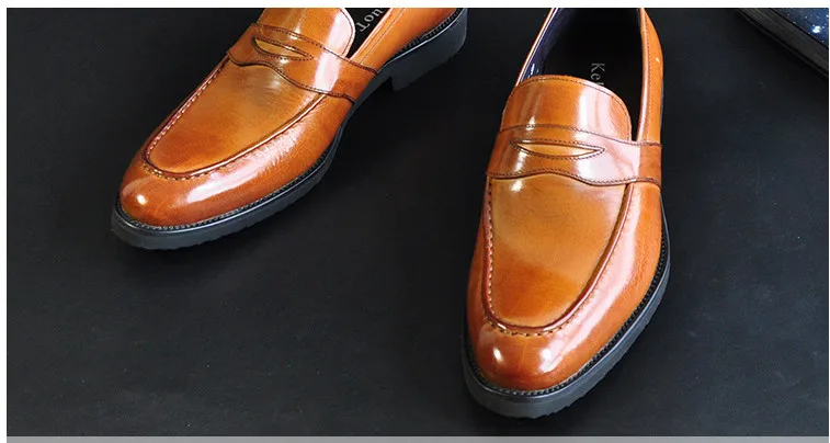 Туфли мужские из натуральной кожи с круглым носком без застежки | Обувь