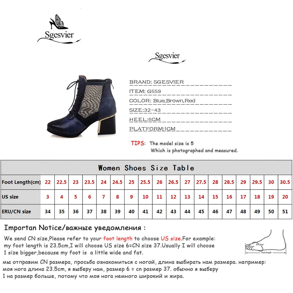 

Sgesvier 2019 hot sale new ankle boots for women pointed toe zip mesh+PU leather boots high heels ladies prom summer boots G559