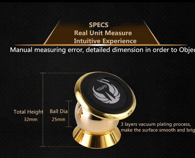 10 шт. в партии Золотая магнитная подставка для мобильного автомобиля велосипеда
