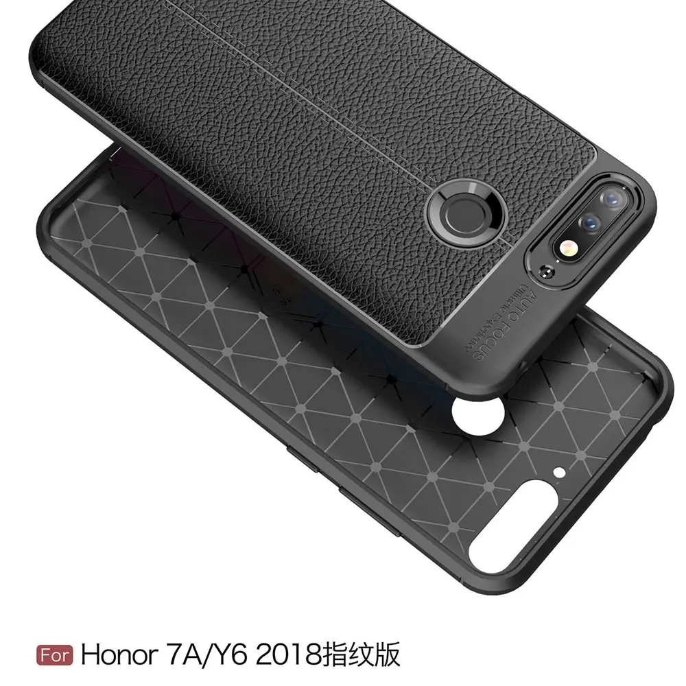 Чехол для huawei Honor 7A Pro 8E роскошные Мягкий противоударный кожи зернистой ТПУ задняя