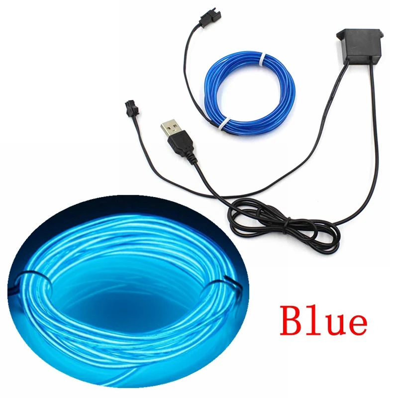 1/2/3/5/10 м EL провода с выходом 5 V USB контроллер неоновый свет светодиодный гирлянды светодиодные лампы Гибкий с пересекающимися мигающими звездами светящаяся веревка трубчатый электрод Светодиодные ленты