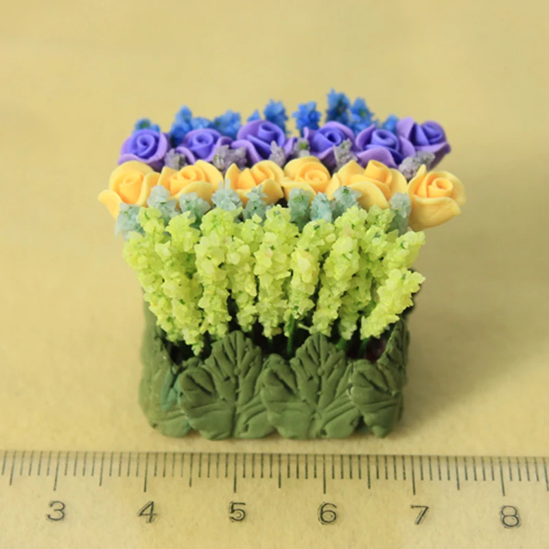 

G07-X186 children baby gift Toy 1:12 Dollhouse mini Furniture Miniature rement Doll accessories Three-color square rose flower