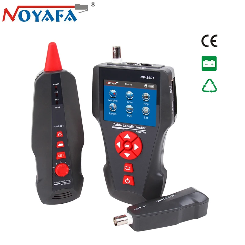 Оригинальный тестер для сетевого кабеля Noyafa Φ Ethernet PING / POE BNC RJ45 RJ11 длины