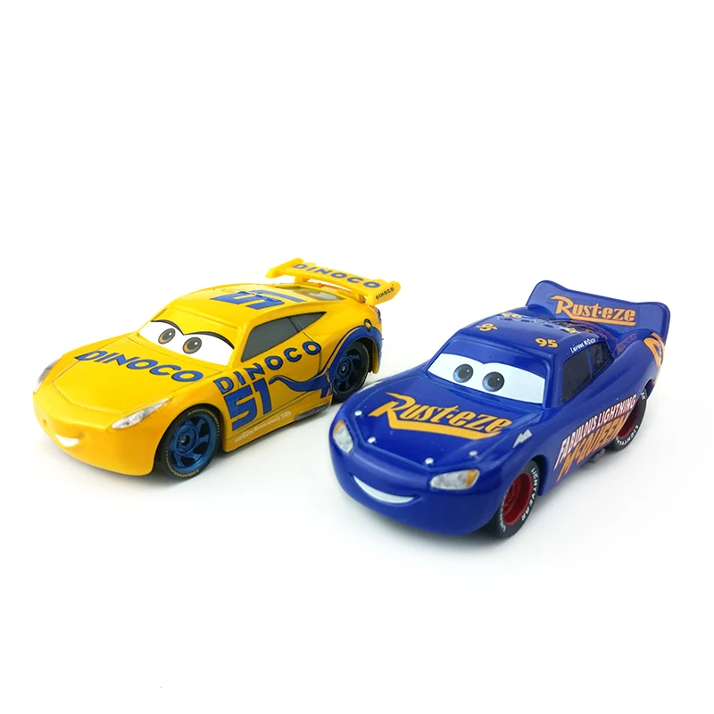 Машинки Диснея Pixar сказочные машинки Lightning Mcqueen & Dinoco Cruz Ramirez металлические Литые