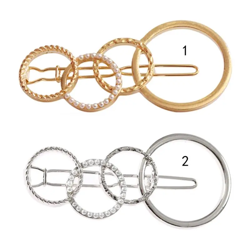 Минималистичное кольцо с большим маленьким округлым кольцом Bobby Pin, женские матовые металлические заколки для волос с искуственным жемчугом, геометрические заколки для волос, заколка для волос DIY