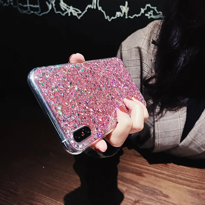 Блеск порошок блестки мягкий чехол для samsung Galaxy S10 Lite plus M10 A20 A30 A40 A50 A70 J4 J6 A7 A6 A8 A9S fundas чехол