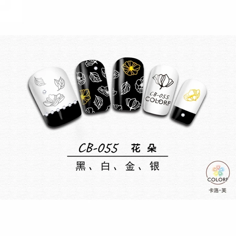 

SUPER THIN SELF ADHESIVE 3D NAIL ART NAIL SLIDER STICKER GOLD SILVER BLACK WHITE ROSE PEONY DAISY FLOWER CB53-55