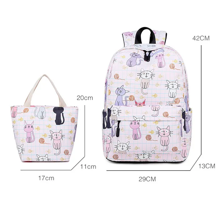 1 Водонепроницаемые женские маленькие рюкзаки Kawaii Cat Neko Bookbag холщовые школьные сумки для девочек-подростков Милая дорожная сумка для ноутбука Rugzak - Color: 1