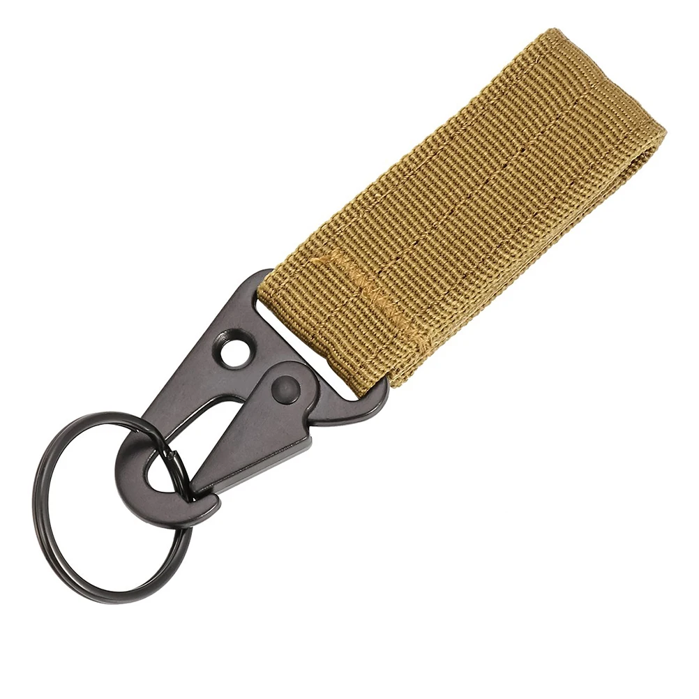 Khaki Color 1 шт. наружная скалолазание Пряжка тактическое кольцо для ключей держатель ремня Военный нейлоновый подвесной ремень Оборудование Аксессуары для альпинизма - Цвет: Khaki Color