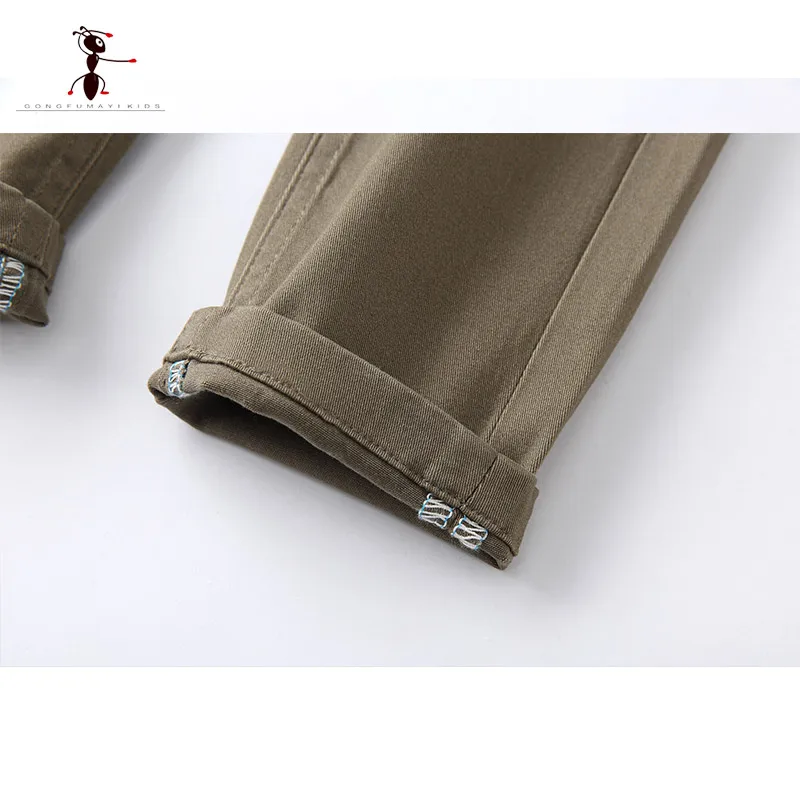 

Kung Fu Ant 2017 Full Length Pockets Solid Cotton Elastic Waist Boys Pants School Students Trousers 73415