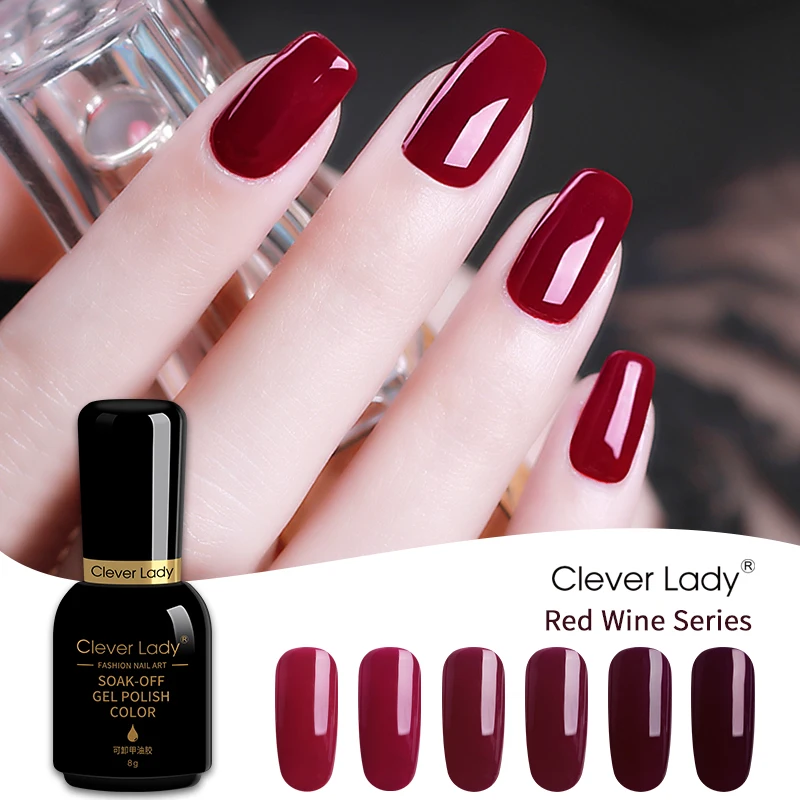 Умная Леди 8 мл УФ Цветной Гель лак для ногтей серия красное вино гель vernis полуперманентный маникюрный