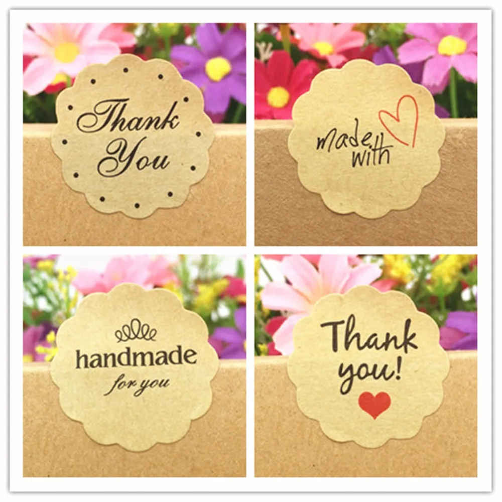 Самоклеящиеся Стикеры с надписью Thank You Love диаметр 3 см 100 шт.|Украшения своими