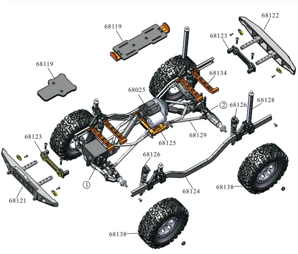 RGT Радиоуправляемый гусеничный 136100 Rock Cruiser RC-4 запасных Запчасти задний бампер 68122