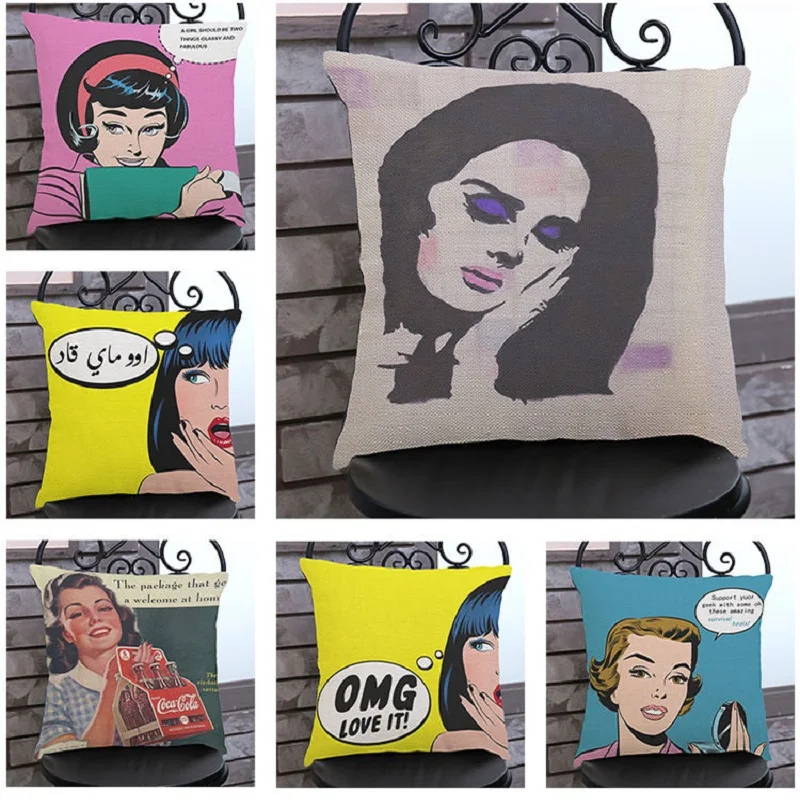 Оригинальные винтажные декоративные наволочки из хлопка и льна с принтом в стиле