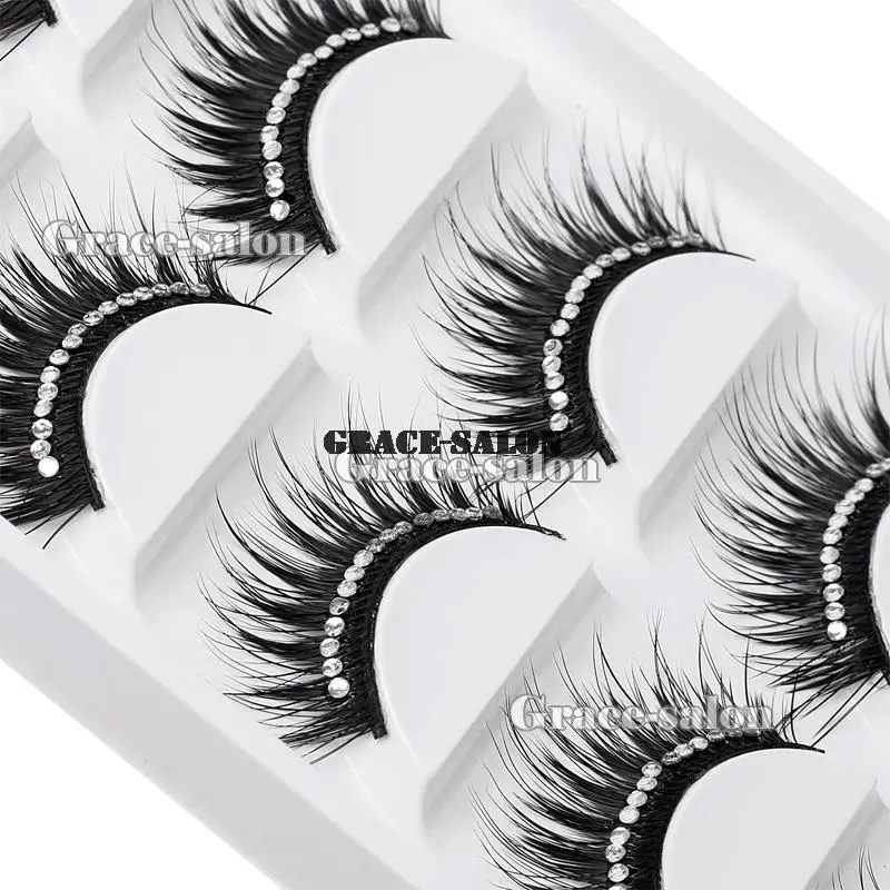 

5 Pairs Makeup Diamond Eyelashes Handmade Eye Lashes Long Thick Cosmetics Curl
