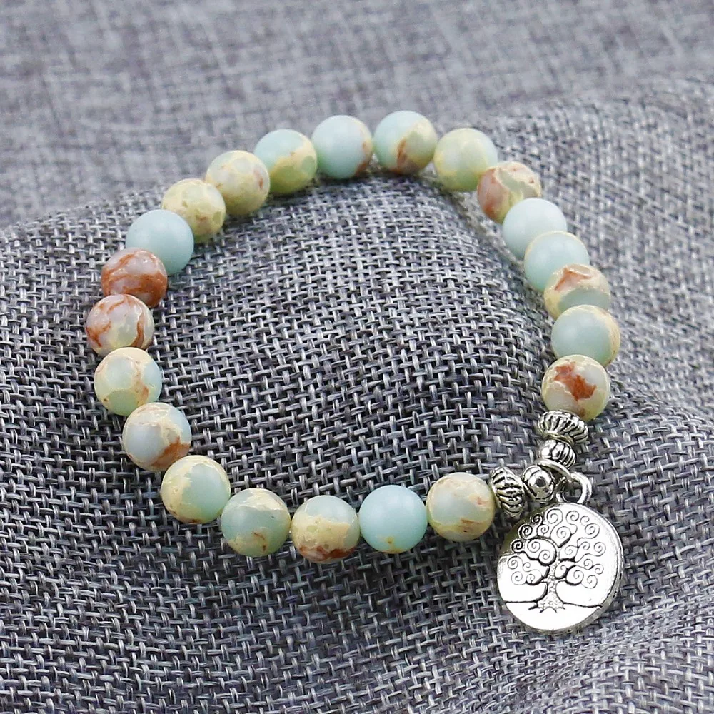 Новый дизайн высококачественных ювелирных изделий для йоги 8 мм синее море