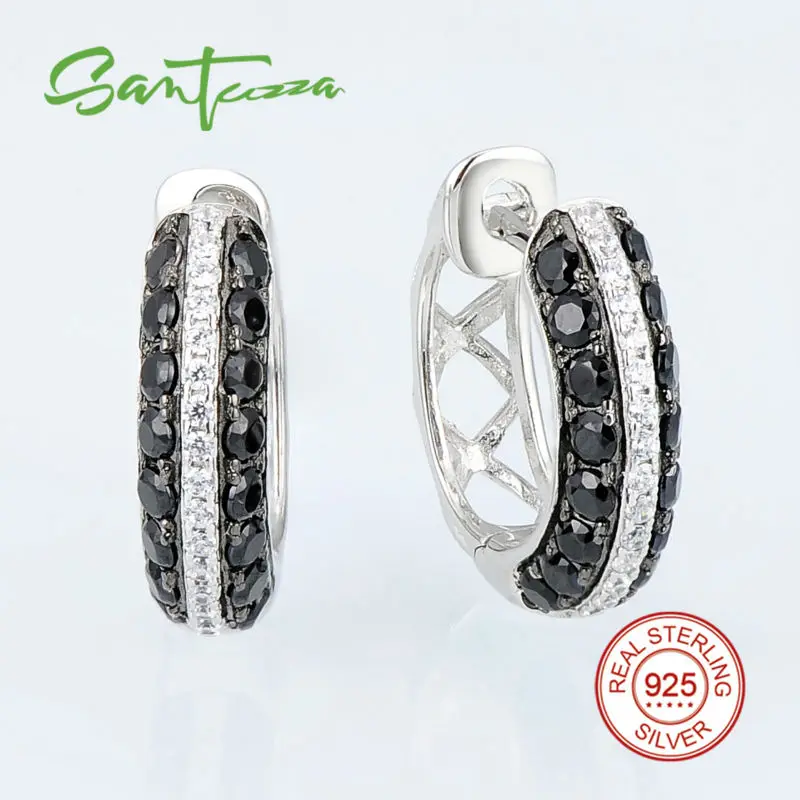 SANTUZZA серебряные серьги для женщин 925 пробы серебряные серьги-клипс Серебро 925 с камнями Кубический Цирконий brincos Ювелирные Изделия