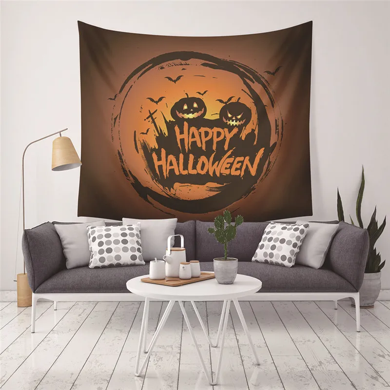 Trick Of Halloween Party Tapestry Wall Hanging For Home Decor Castle Bat Pumpkin Printed Carpet Holiday Gifts | Дом и сад