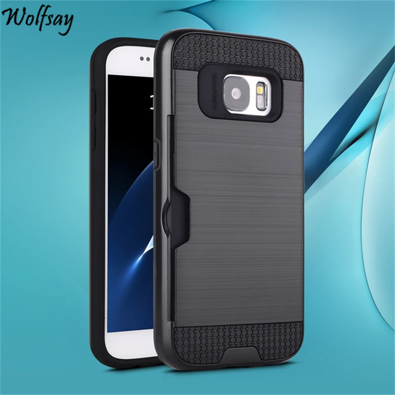 Чехол wolfsay для samsung Galaxy S7 мягкий Бронированный резиновый чехол G9300 Fundas слот карты |
