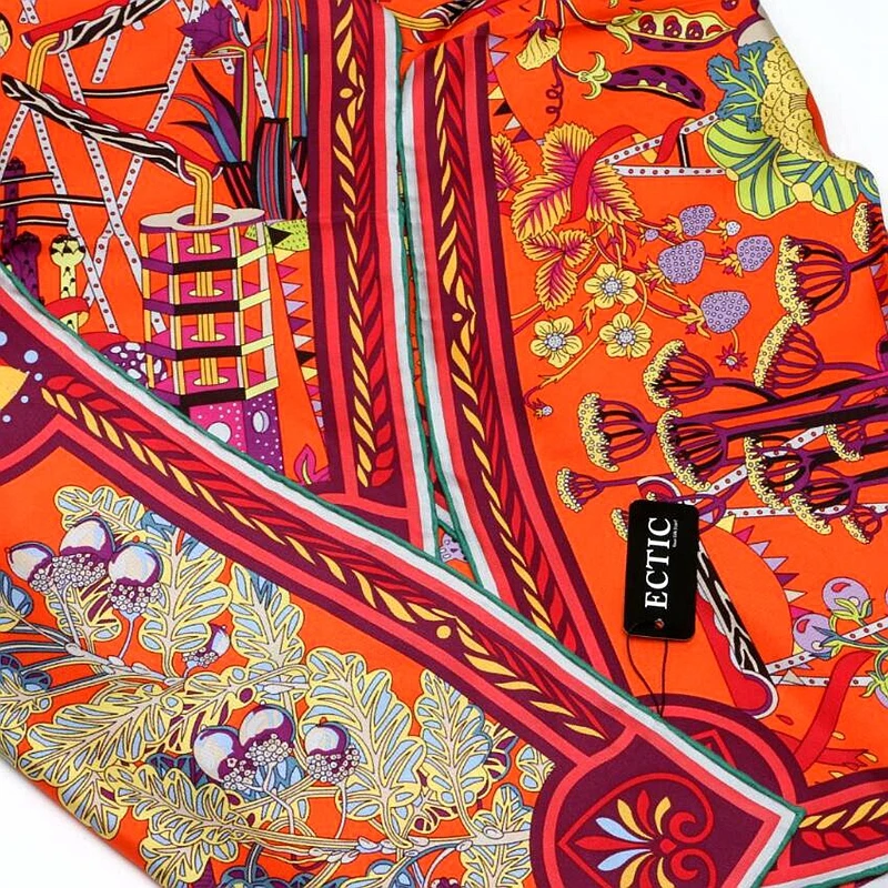 

Fashion Printed 100% Silk Twill Scarf Bandana Hijab Foulard Square Silk Scarf Women 90 Luxury Design Silk Scarves & Wraps Shawl