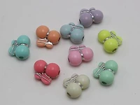 50 mixed color acrylic sparkling silver colour cherry charm beads 18x15mm jewelry craft