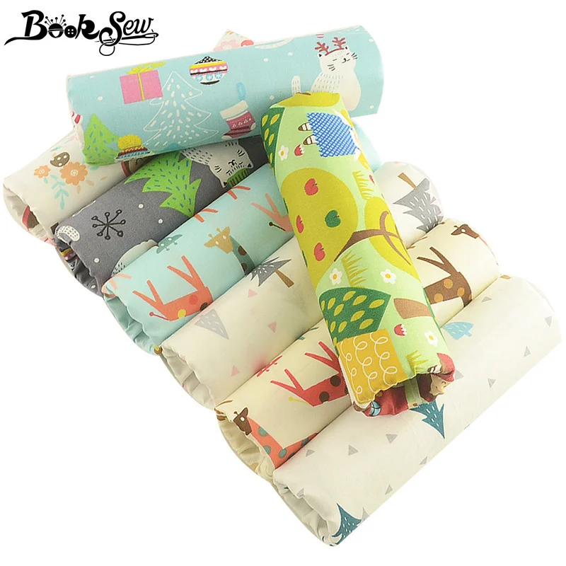 Booksew 100% хлопок саржа Скрапбукинг мультфильм 8 шт./лот 40x50 см Ткань для квилтинга