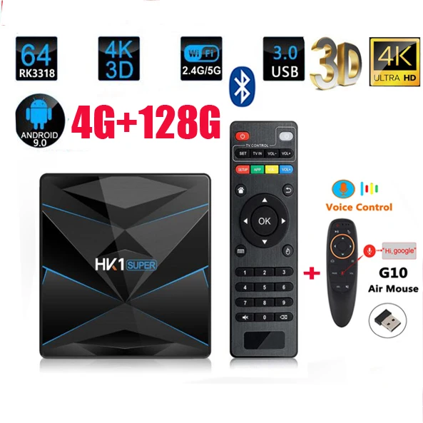 HK1 супер Android 9 0 google tv box RK3318 4K 3D Поддержка Bluetooth опционально 5g wifi и голосовая