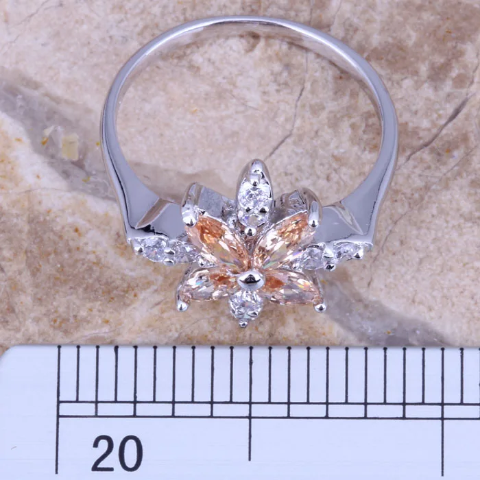 Роскошное коричневое посеребренное кольцо из морганита Размер 6 / 7 8 9 R0158 |