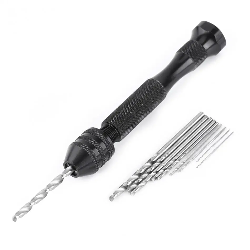 

11Pcs Mini Drill Bit Set Wide Grasp Range Chuck Hand Drill High Steel Drill Bits Wood Drilling Tool